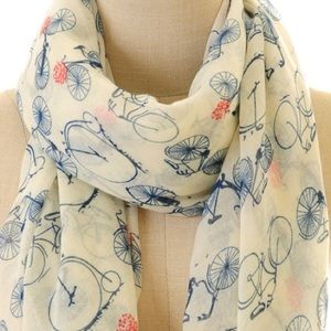 Accessories - Gorgeous bicycle print long viscose scarf Accessories - Gorgeous bicycle print long viscose scarf